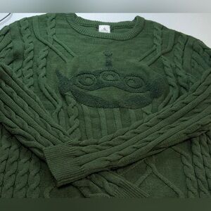 Disney Knit Sweater XL Unisex Green Toy Story Alien Cable knit Cozy soft stretch